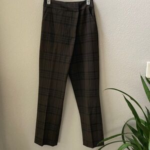 Zara Brown & Black Plaid Asymmetrical Trousers XS